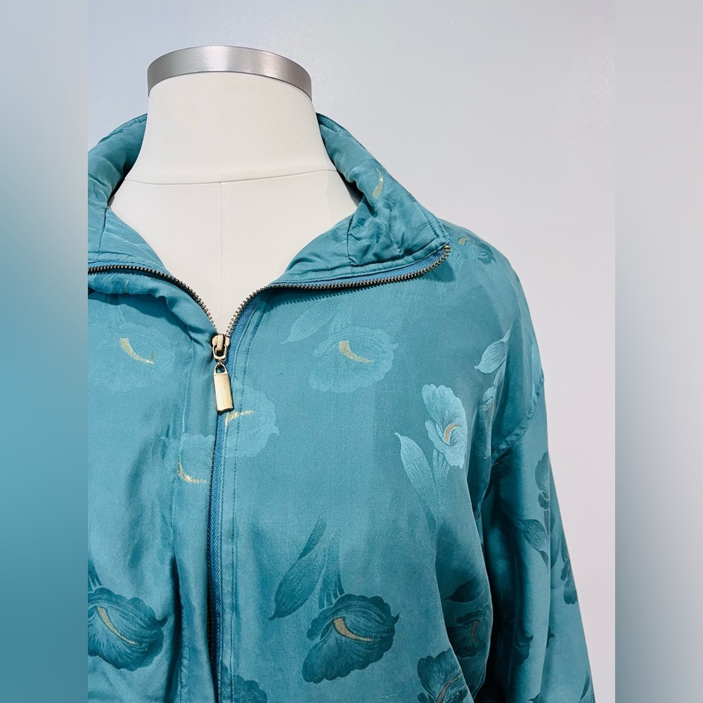 LAST CHANCE 🌈 VTG 1980s Floral Teal Windbreaker Jacket